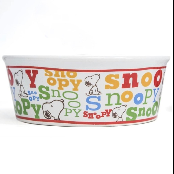 Peanuts Snoopy Repeating Typography Ceramic Stonewear Pet Bowl